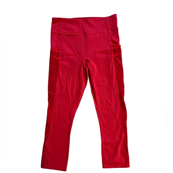 Fabletics Pants - Fabletics Women Athletic High Waisted 7/8 Leggings Red Size S Small Mesh Holiday